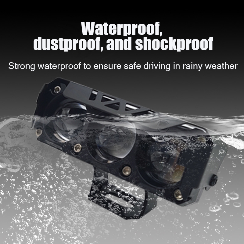 Đèn LED mới Xe máy ba mắt Xe điện sửa đổi đèn pha Đèn pha bên ngoài