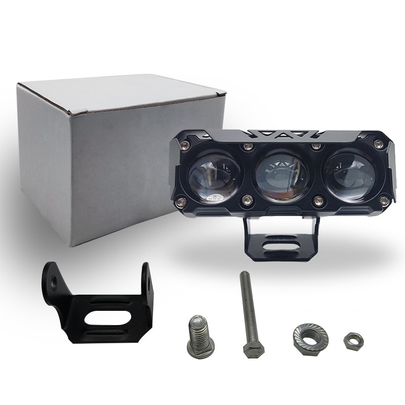 Đèn LED mới Xe máy ba mắt Xe điện sửa đổi đèn pha Đèn pha bên ngoài