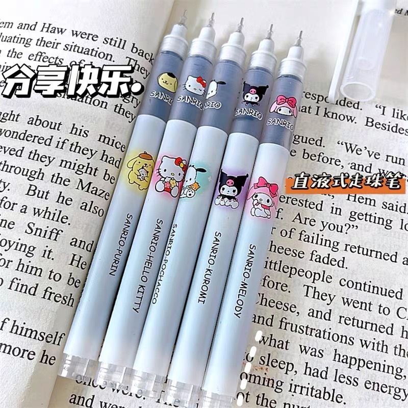 SANRIO Bộ 5 Bút Mực Nước Ngòi 0.5mm Hình kuromi Pacco Dễ Thương