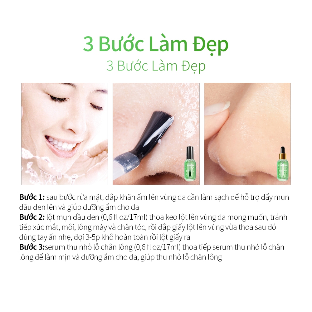 Mặt Nạ Tẩy Mụn Đầu Đen Chuyên Nghiệp Lanbena Serum Dưỡng Ẩm Se Khít Lỗ Chân Lông Cân Bằng Chăm Sóc Da (Bước 1 & Bước 2)