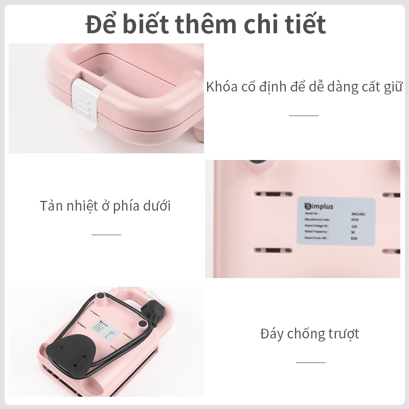 Inssa Máy làm bánh mì sandwich máy làm bánh thức ăn nhẹ đa chức năng nhanh gọn tiện