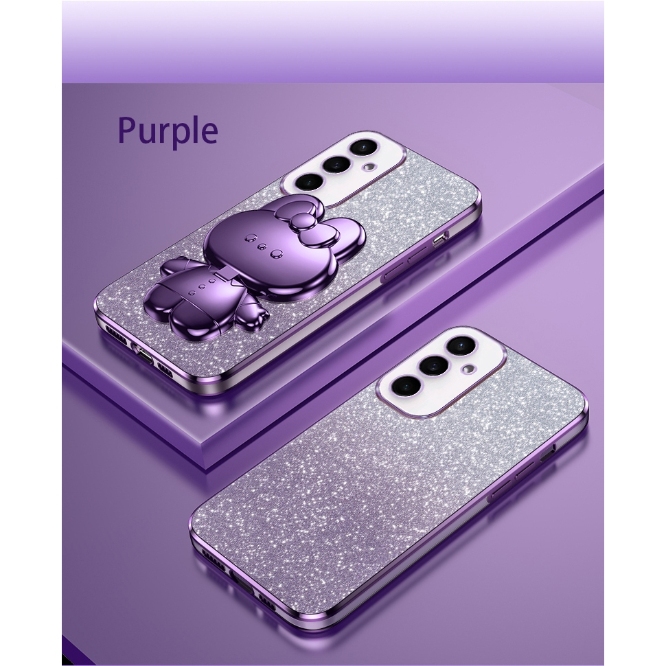 Ôp Điện Thoại Silicon Dẻo Tráng Gương Kèm Giá Đỡ Hình Thỏ Cho samsung galaxy s23 s22 s21 ultra s23 fe s22 s21 plus s23fe Ốp