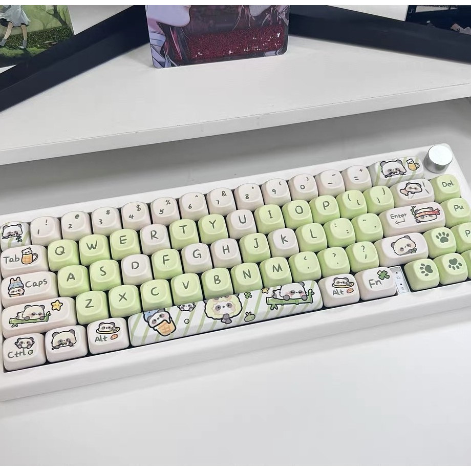 140 Phím Gấu xanh Keycaps MOA Chiều Cao PBT Chất liệu thăng hoa nhiệt cá nhân tùy dương bàn phím cơ khí Keycaps Áp dụng 61/68/75/84/87/104/108