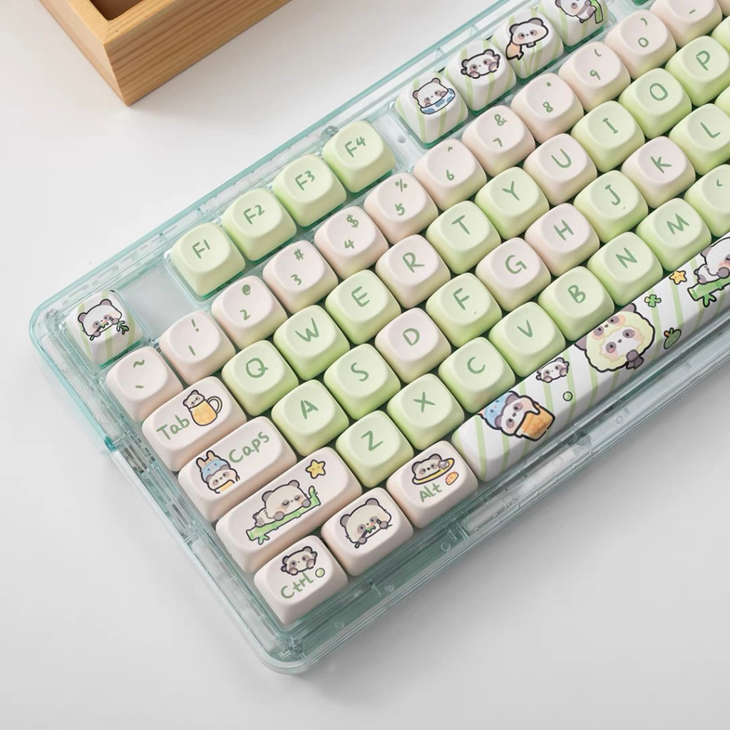 140 Phím Gấu xanh Keycaps MOA Chiều Cao PBT Chất liệu thăng hoa nhiệt cá nhân tùy dương bàn phím cơ khí Keycaps Áp dụng 61/68/75/84/87/104/108