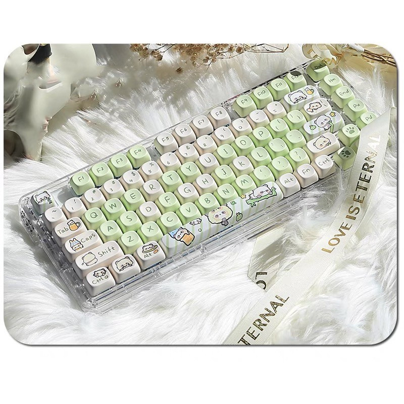 140 Phím Gấu xanh Keycaps MOA Chiều Cao PBT Chất liệu thăng hoa nhiệt cá nhân tùy dương bàn phím cơ khí Keycaps Áp dụng 61/68/75/84/87/104/108