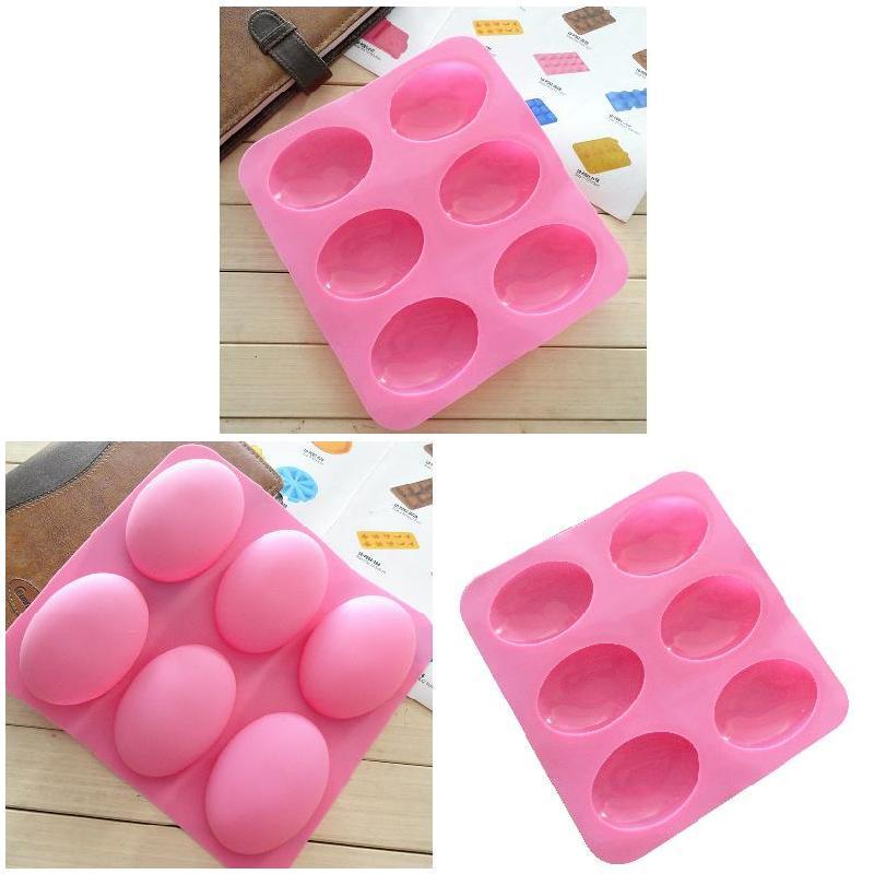 Khuôn Silicone 6 Ngăn Tạo Hình Oval 3D Làm Bánh