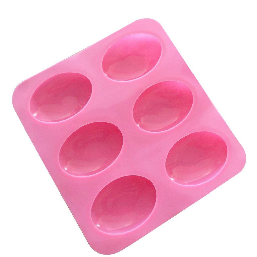 Khuôn Silicone 6 Ngăn Tạo Hình Oval 3D Làm Bánh