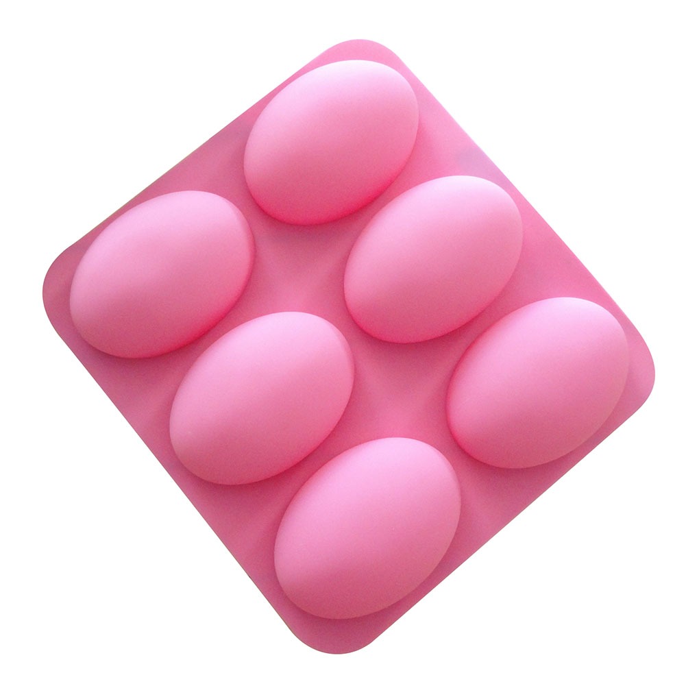 Khuôn Silicone 6 Ngăn Tạo Hình Oval 3D Làm Bánh