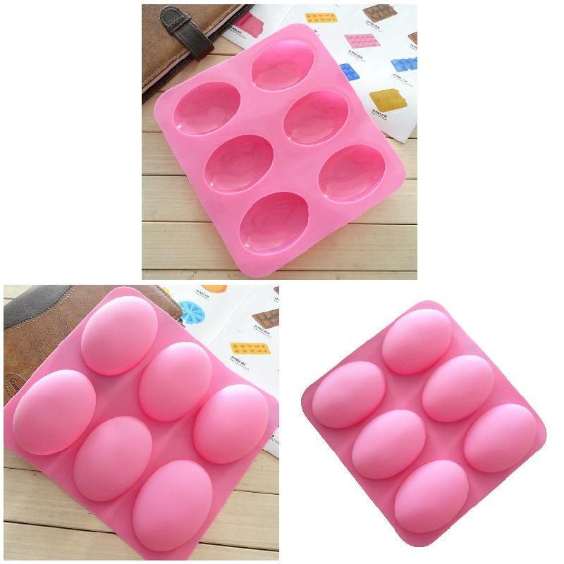 Khuôn Silicone 6 Ngăn Tạo Hình Oval 3D Làm Bánh