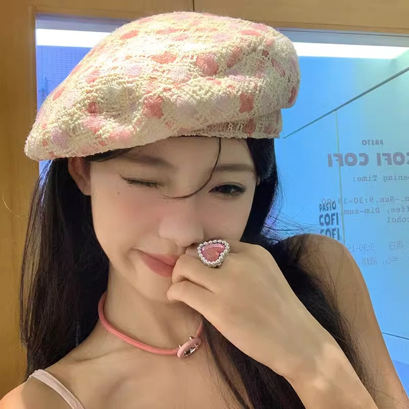 Xiaoxiang Mũ beret Mỏng Thoáng Khí Phong Cách Họa Sĩ Dễ Phối Đồ Cho Nữ