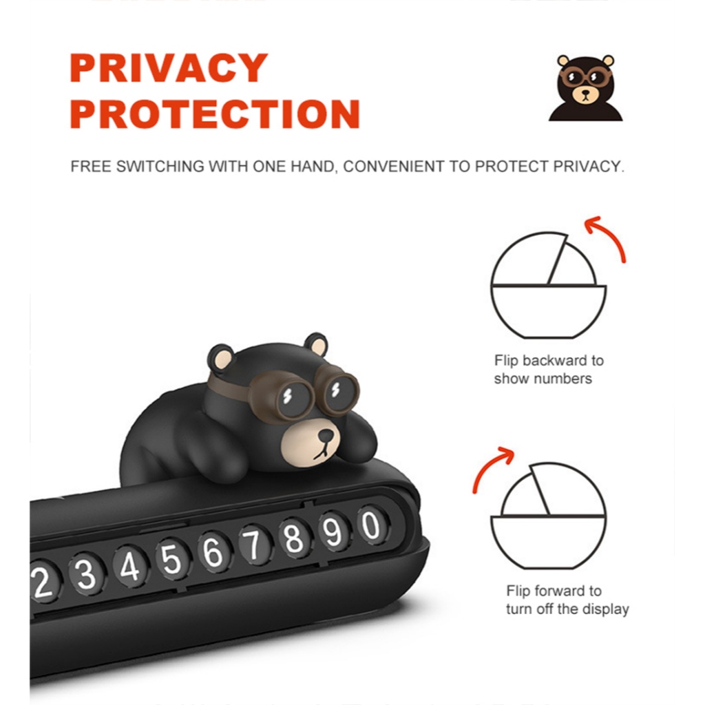 Bảng số điện thoại PECHAM đỗ xe tạm thời hình gấu harco dễ thương