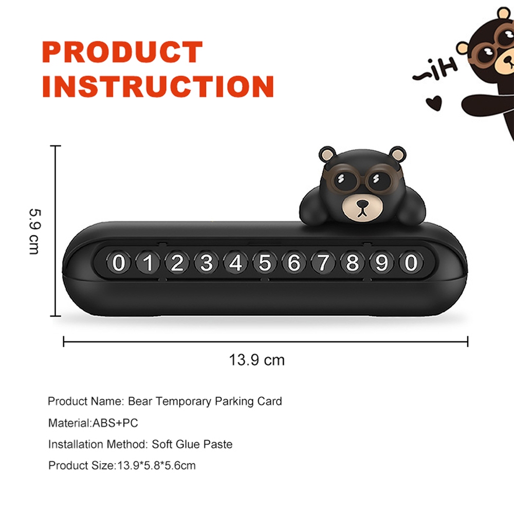 Bảng số điện thoại PECHAM đỗ xe tạm thời hình gấu harco dễ thương