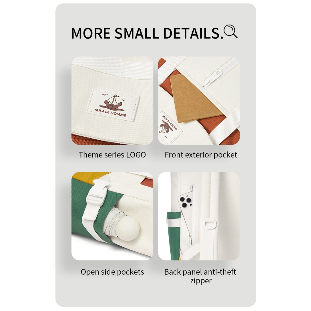 Mracehomme Balo Đi Học Đựng laptop 15 inch Chống Thấm Nước Tiện Dụng Cho Nữ