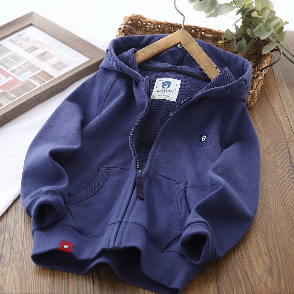 Áo Khoác Hoodie cotton Phối Khóa Kéo Thời Trang Cho Bé Trai 3-10 Tuổi