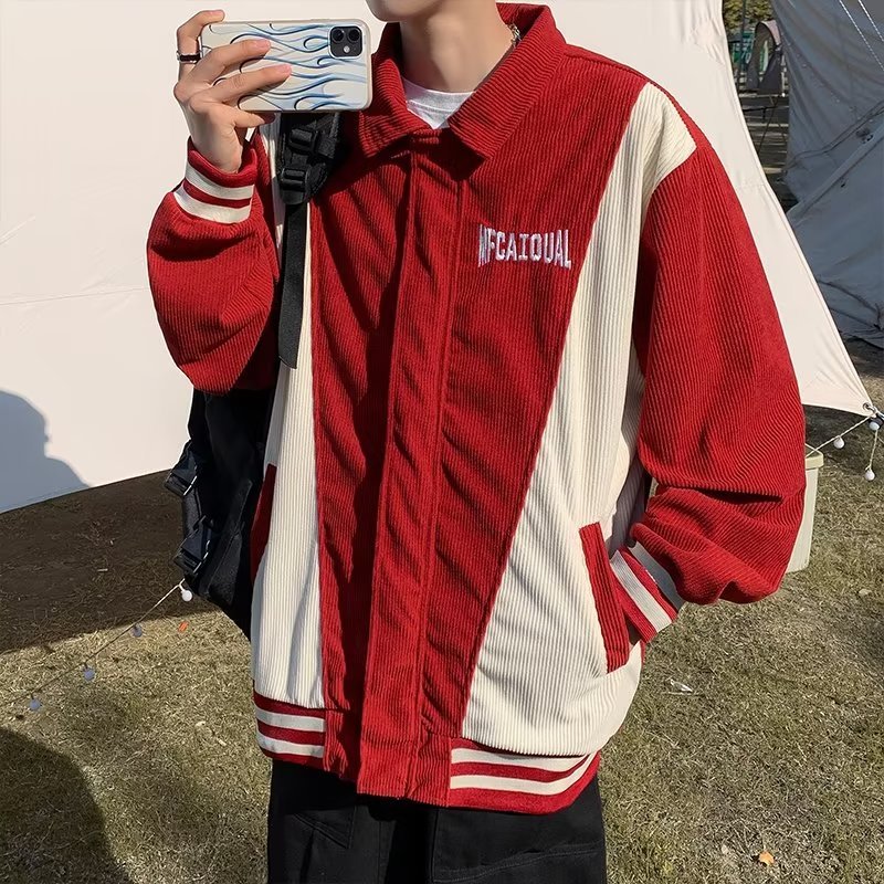 Áo Khoác Bóng Chày Dáng Rộng In Chữ Thời Trang Xuân Thu Cho Nam Áo Khoác Nam Dài Tay Cổ Bẻ Thời Trang Hàn trench coat  áo khoác nam áo khoác bomber nam áo khoác thể thao nam áo bomber