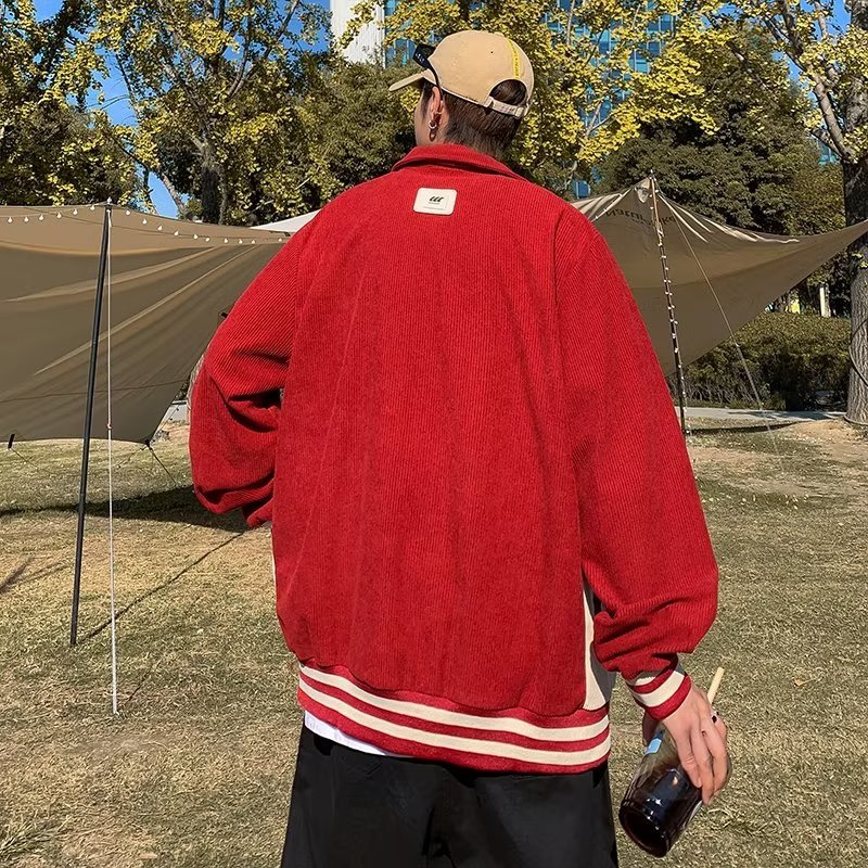 Áo Khoác Bóng Chày Dáng Rộng In Chữ Thời Trang Xuân Thu Cho Nam Áo Khoác Nam Dài Tay Cổ Bẻ Thời Trang Hàn trench coat  áo khoác nam áo khoác bomber nam áo khoác thể thao nam áo bomber