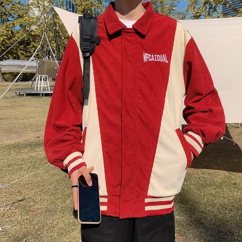 Áo Khoác Bóng Chày Dáng Rộng In Chữ Thời Trang Xuân Thu Cho Nam Áo Khoác Nam Dài Tay Cổ Bẻ Thời Trang Hàn trench coat  áo khoác nam áo khoác bomber nam áo khoác thể thao nam áo bomber