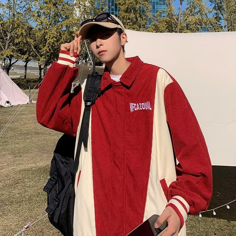 Áo Khoác Bóng Chày Dáng Rộng In Chữ Thời Trang Xuân Thu Cho Nam Áo Khoác Nam Dài Tay Cổ Bẻ Thời Trang Hàn trench coat  áo khoác nam áo khoác bomber nam áo khoác thể thao nam áo bomber