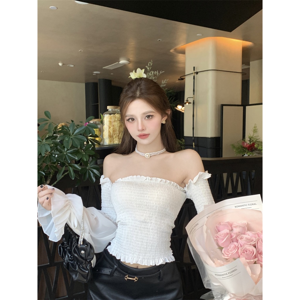 Porozi Áo Kiểu Tay Loe Một Bên Vai Dáng Ôm Xinh Xắn Và Giảm Béo Cho Nữ