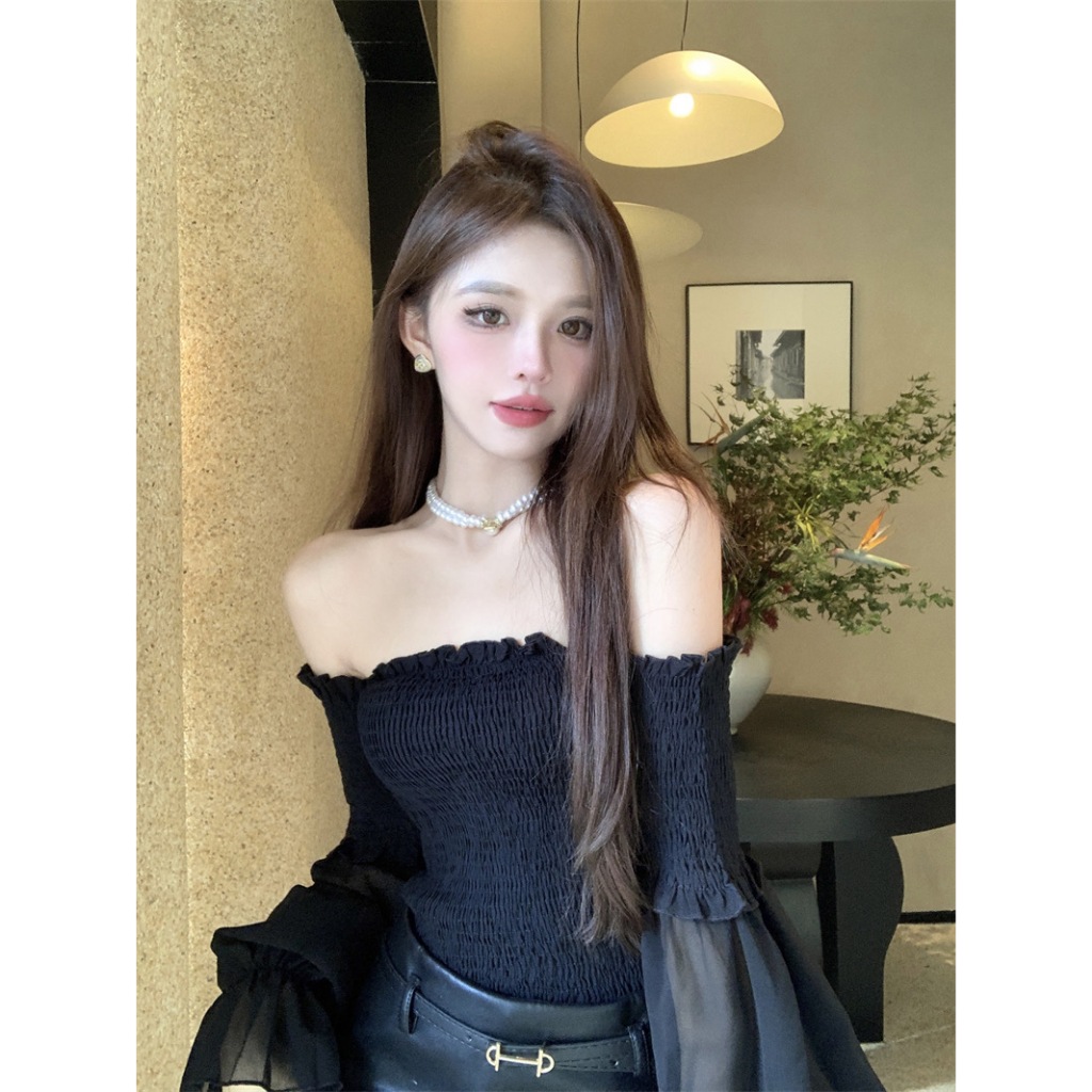 Porozi Áo Kiểu Tay Loe Một Bên Vai Dáng Ôm Xinh Xắn Và Giảm Béo Cho Nữ