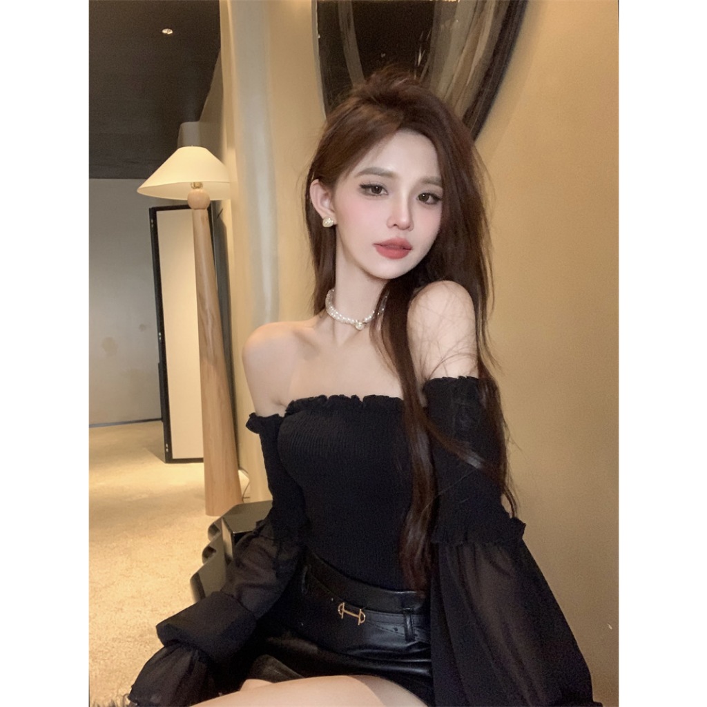 Porozi Áo Kiểu Tay Loe Một Bên Vai Dáng Ôm Xinh Xắn Và Giảm Béo Cho Nữ