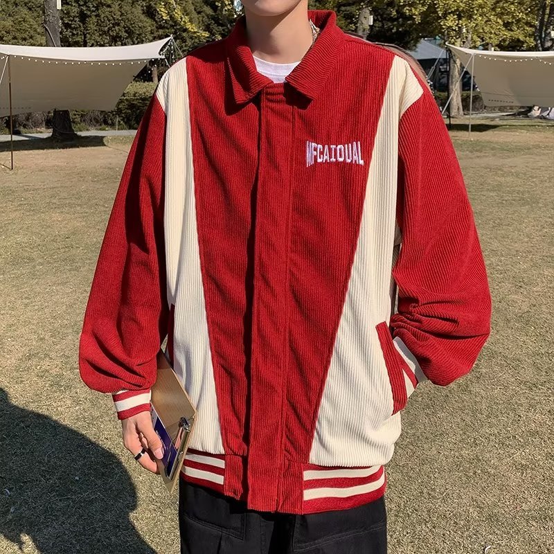 Áo Khoác Bóng Chày Dáng Rộng In Chữ Thời Trang Xuân Thu Cho Nam Áo Khoác Nam Dài Tay Cổ Bẻ Thời Trang Hàn trench coat  áo khoác nam áo khoác bomber nam áo khoác thể thao nam áo bomber