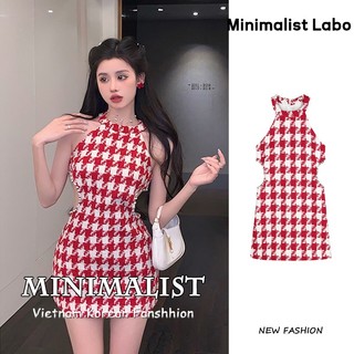 Minimalist Labo Đầm cổ yếm khoét eo ôm dáng thời trang gợi cảm cho nữ