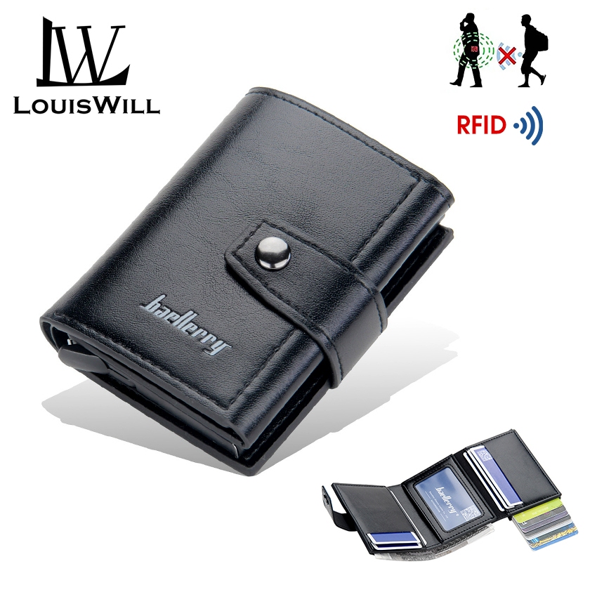 Ví Ngắn Gập Ba Bằng Hợp Kim Nhôm Chống Từ Tính Đa Năng LouisWill RFID Cho Nam