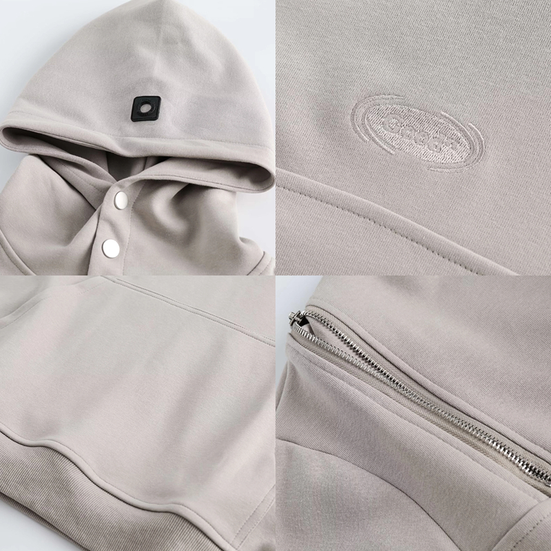 Áo khoác hoodie sweater Trùm Dáng Rộng Thiết kế kéo kéo hai bên vai Thời Trang hoodie đôi Hàn Quốc Mũ có khuy cài Cặp Đôi Màu sắc đơn giản áo hoodie dày