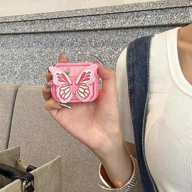 Ốp Vỏ Bảo Vệ Hộp Sạc Tai Nghe airpods 1 / 2 / 3 / pro apple Không Dây Hình Thỏ Màu Hồng Và Trắng