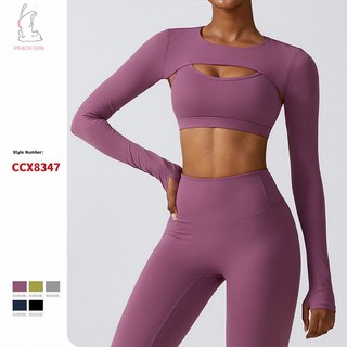 Áo Khoác Thể Thao Tay Dài Có Khăn Choàng Dùng Tập yoga Thời Trang 8347