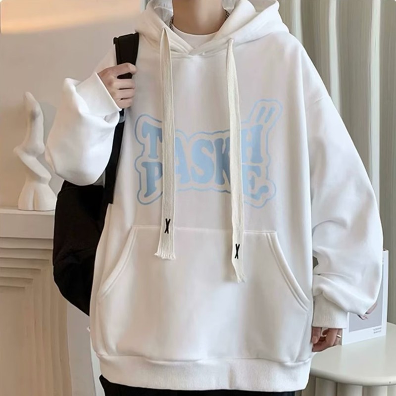 Áo Khoác hoodie Mùa Đông Dáng Rộng Có Túi Trước In Chữ Nhiều Màu Cho Nam