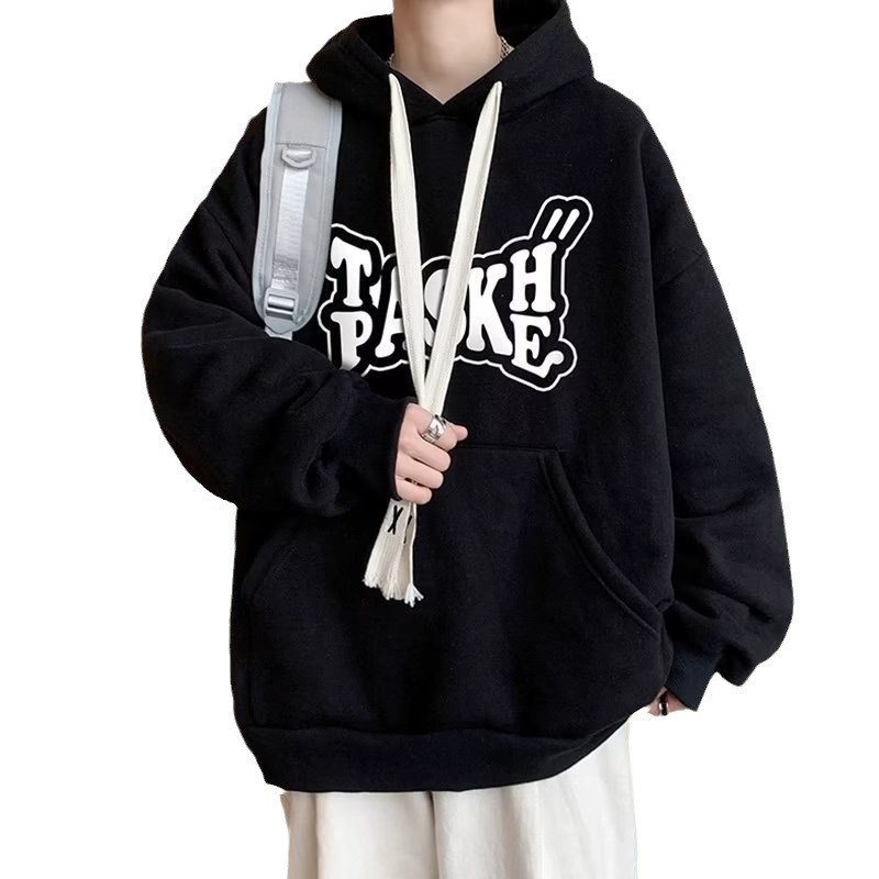 Áo Khoác hoodie Mùa Đông Dáng Rộng Có Túi Trước In Chữ Nhiều Màu Cho Nam