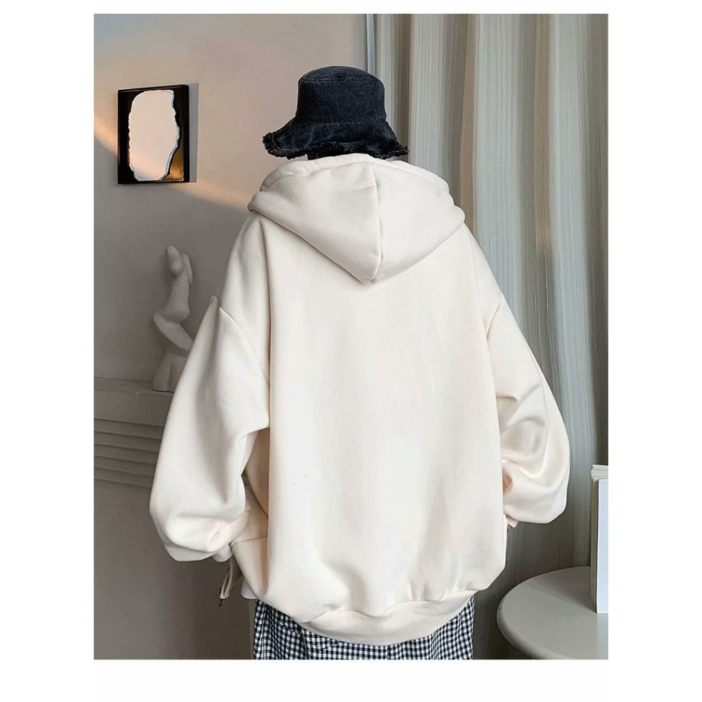 Áo Khoác hoodie Mùa Đông Dáng Rộng Có Túi Trước In Chữ Nhiều Màu Cho Nam