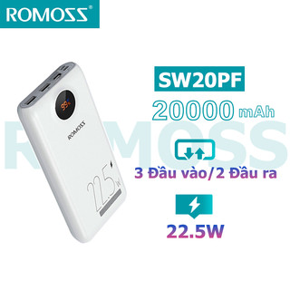 Sạc dự phòng siêu nhanh ROMOSS SW20PF 20000mAh 20W PD22.5W màn hình điện tử 2 chiều thông minh