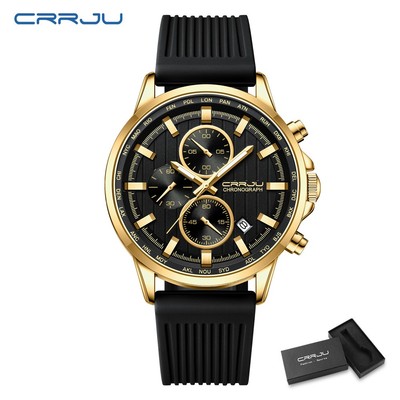 Crrju Đồng Hồ quartz Đa Năng Chống Thấm Nước Với Dây Đeo Silicon 2315