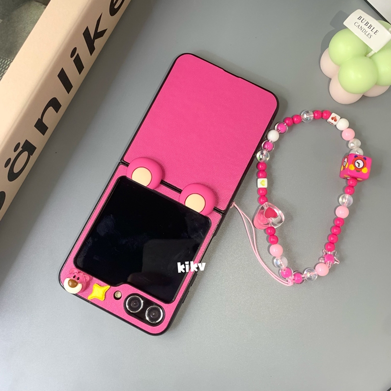 Ốp bảo vệ Samsung Z Flip 5 tai gấu siêu xinh và dây đeo đồng hồ siêu xinh  Z Flip5/ ZFlip 5