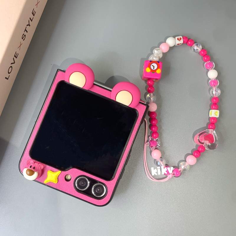 Ốp bảo vệ Samsung Z Flip 5 tai gấu siêu xinh và dây đeo đồng hồ siêu xinh  Z Flip5/ ZFlip 5