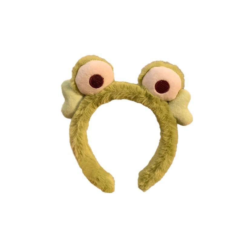 Bộ 2 Băng Đô Cài Tóc Rửa Mặt Hình Ếch Nhồi Bông Dễ Thương