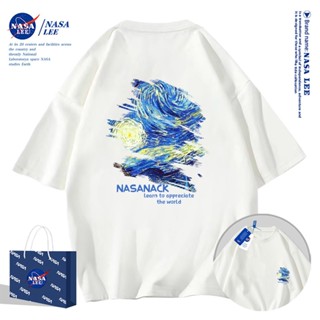 Hàng có sẵnNasa Đồng Thương Hiệu Klein Xanh Áo Thun Ngắn Tay Nam Nữ Xu Hướng Mùa Hè 2024 Phong Cách Mới Rời Cặp Đôi Nửa-