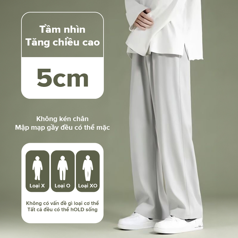 Quần Baggy Nam Ống Rộng Vải Hàn Cao Cấp Màu Trơn Bằng Lụa Lạnh Thời Trang Mùa Hè Co Giãn Tốt Quần Jogger Nam Thể Thao