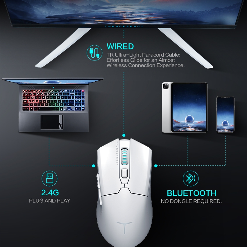 Chuột Quang Chơi Game Không Dây 2.4g bluetooth 26000dpi 64g Có Dây 3395 ml602