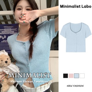 Minimalist Labo Áo Cardigan Dệt Kim Mỏng Cổ Vuông Dáng Ôm Ngắn Thời Trang Mùa Hè Cho Nữ