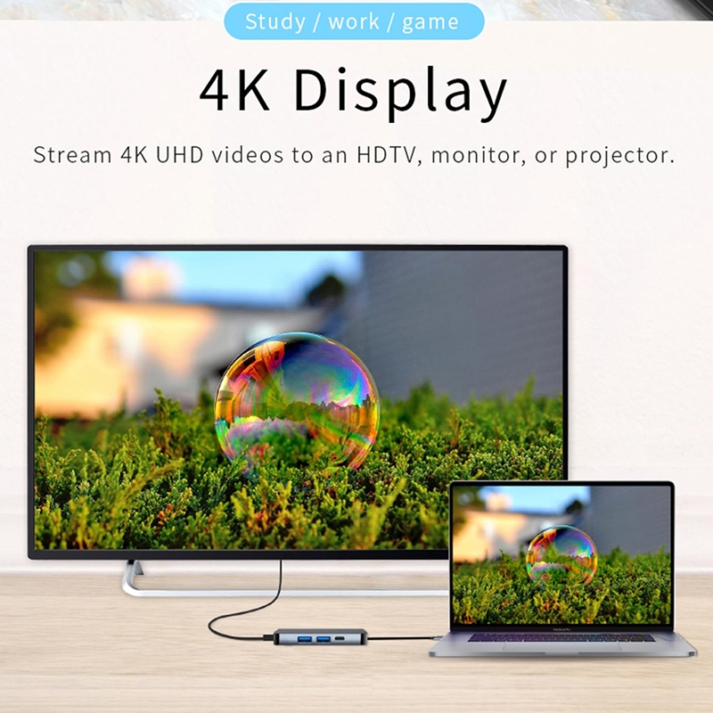 Bô chia usb c hub 4k hdmi usb 3.0 87w pd cho macbook pro / air thunderbolt 3 nintendo switch type c 3.0