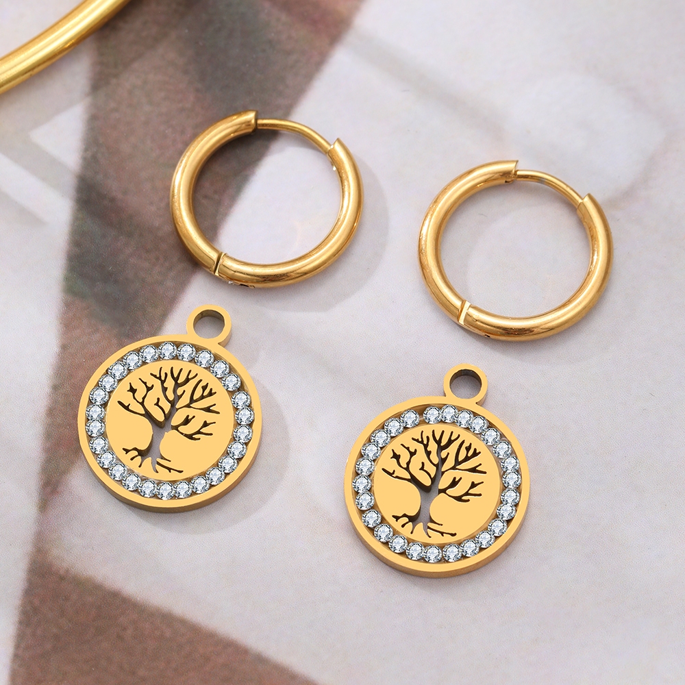 Khuyên Tai Thép Không Gỉ Đính Đá zircon Thời Trang Cho Nữ