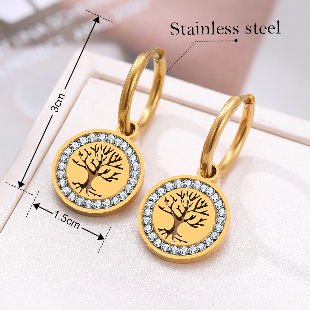 Khuyên Tai Thép Không Gỉ Đính Đá zircon Thời Trang Cho Nữ