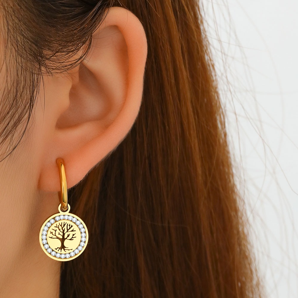 Khuyên Tai Thép Không Gỉ Đính Đá zircon Thời Trang Cho Nữ