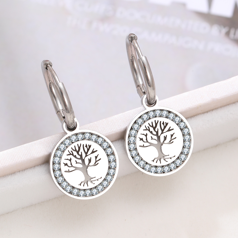 Khuyên Tai Thép Không Gỉ Đính Đá zircon Thời Trang Cho Nữ
