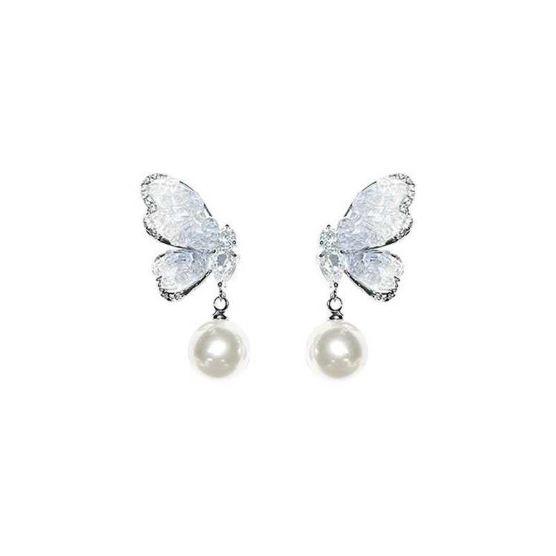 Khuyên Tai Hình Bướm Đính Đá Pha Lê Màu Xanh Dương gradient Cá Tính Đa Năng Dành Cho Bạn Nữ