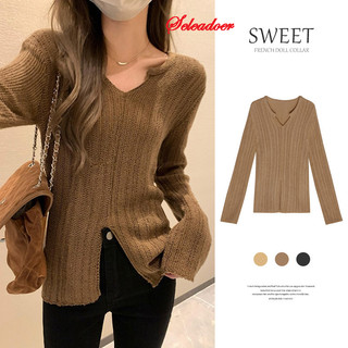 Sld102806 thu đông mới thời trang cổ v dài tay áo len cardigan áo len nữ cardigan
